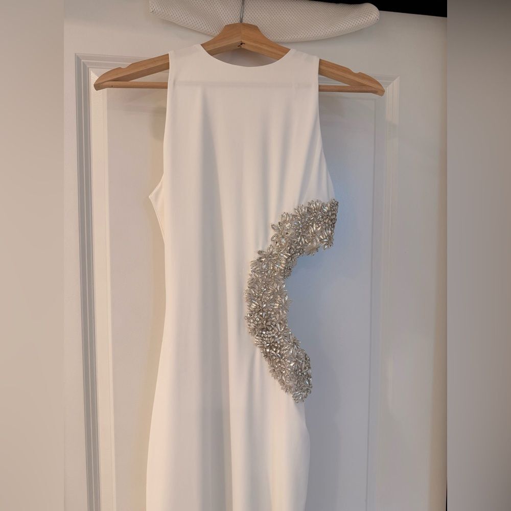 NEW BRONX AND BANCO Camila White Rhinestone Cutout Maxi Dress,  Evening Gown, S - Picture 5 of 14